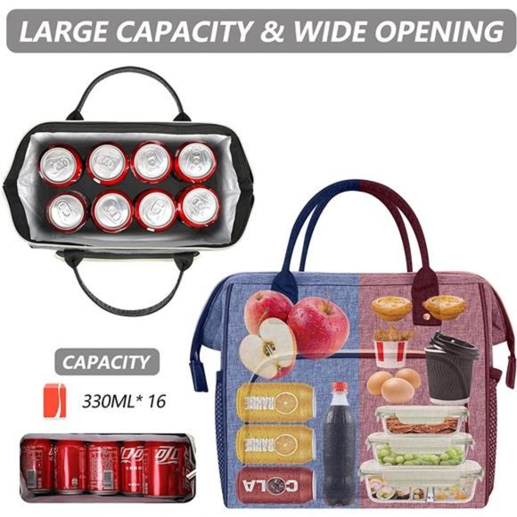 Lunch Box for Men, Insulated Lunch Bag, Large Lunch Tote bags, Leak Proof Lunch - Picture 4 of 6